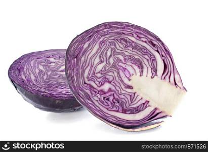 Red cabbage in front of white background