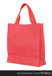 red canvas shopping bag isolated on white background with clipping path