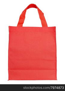 red canvas shopping bag isolated on white background with clipping path