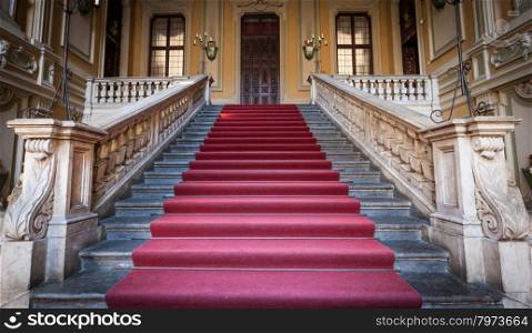 Red carpet for this Italian old palace entrance
