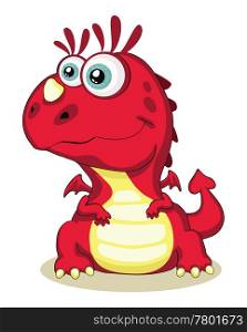 Red cartoon dragon isolated. Vector EPS 8. 5000x6215. Cute cartoon dragon