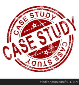 Red case study stamp with white background, 3D rendering