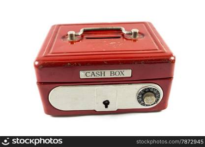 Red cash box . Red cash box on white background.