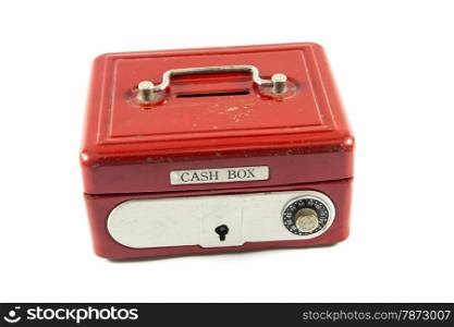 Red cash box . Red cash box on white background.