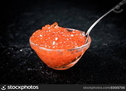 Red caviar close up. salmon caviar. Gourmet food