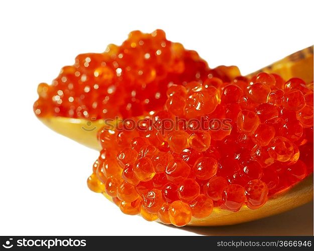 Red caviar in spoon