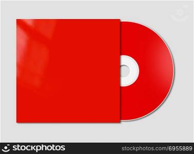 Red CD - DVD and cover mockup template isolated on grey background. Red CD - DVD mockup template isolated on Grey