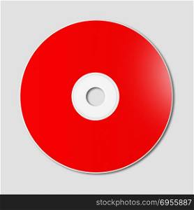 Red CD - DVD label mockup template isolated on grey background. Red CD - DVD mockup template isolated on Grey