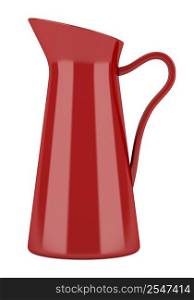 red ceramic jug and teapot isolated on white background