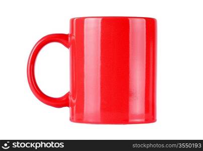 red ceramic mug isolated on white background