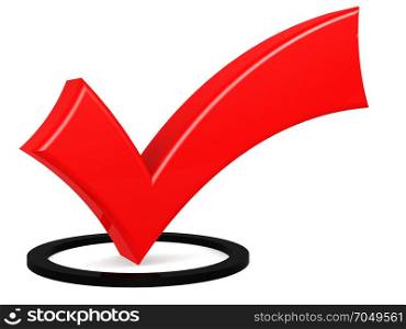 Red check mark sign isolated, 3D rendering