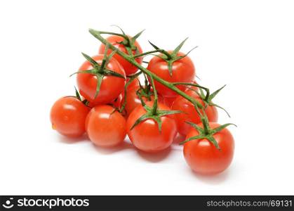 Red cherry tomato isolated on white background