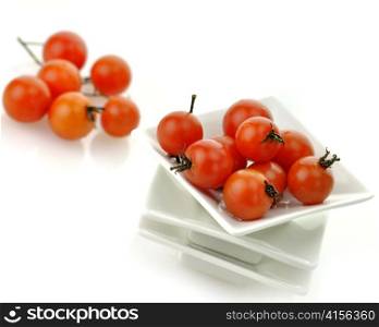 Red Cherry Tomatoes In White Plate