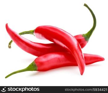 red chili or chilli cayenne pepper isolated on white background cutout