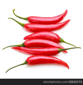 red chili or chilli cayenne pepper isolated on white background cutout