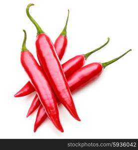 red chili or chilli cayenne pepper isolated on white background cutout