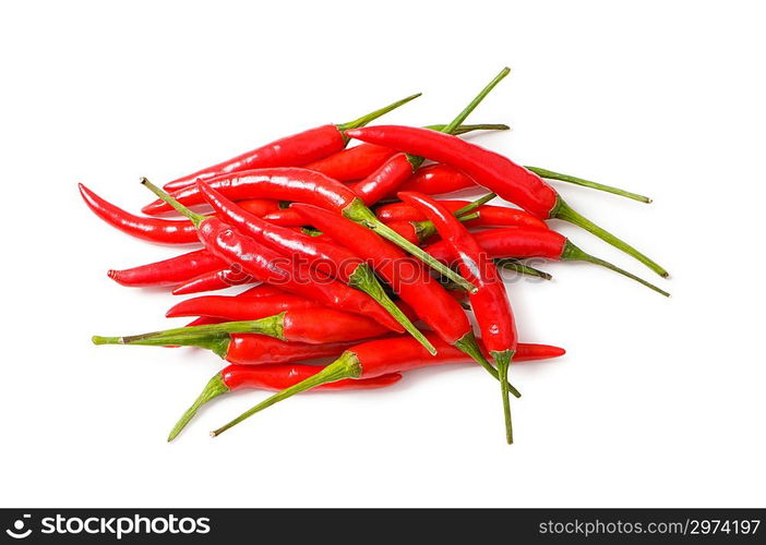 Red chili peppers isolated on the white