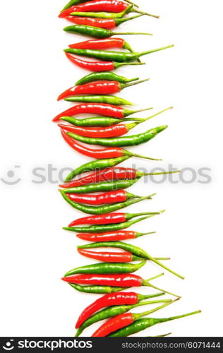 Red chili peppers isolated on the white