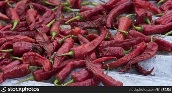 Red chilies for sale at market, Paro, Paro District, Paro Valley, Bhutan