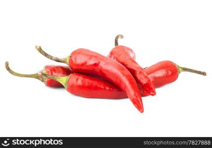 Red chilli pepper isolate on white background. Raw material for food or cooking.