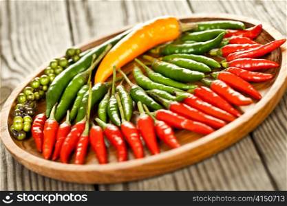 Red chilli peppers and other pepper