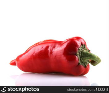 Red chilli peppers on white background.