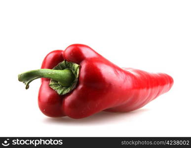 Red chilli peppers on white background.