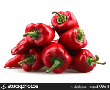 Red chilli peppers on white background.