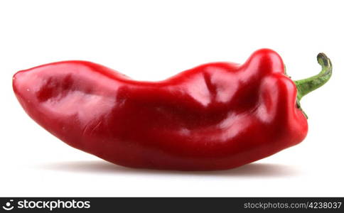 Red chilli peppers on white background.