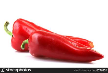 Red Chilli Peppers On White Background