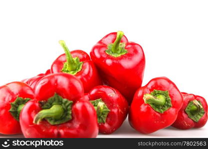 Red chilli peppers on white background.