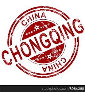 Red Chongqing stamp with white background, 3D rendering