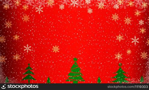 Red Christmas Background with Snowy