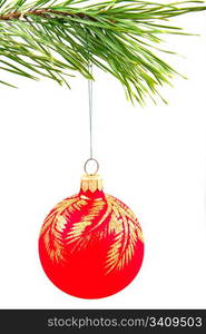 Red christmas ball on isolated