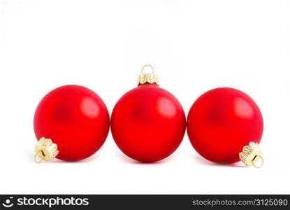 red christmas balls isolated on a white