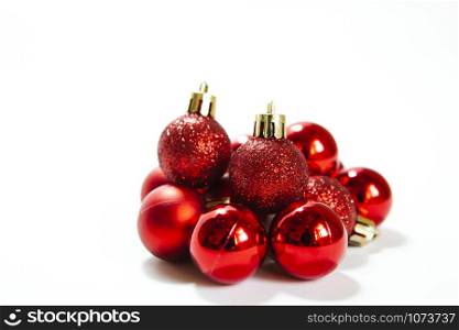Red christmas balls with tender bokeh