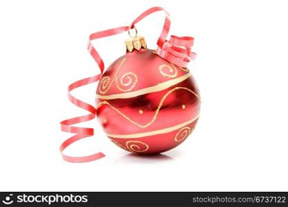 red christmas bauble over a white background