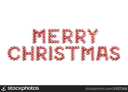 Red Christmas Baubles Spelling Merry Christmas Against White Background