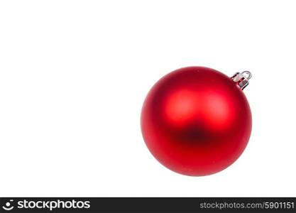 Red christmas glass bauble isolated on white