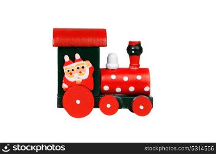 Red Christmas locomotive isolated on a white background