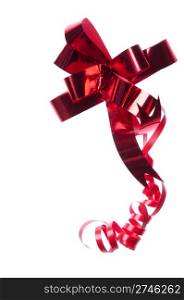 red christmas ribbon decoration isolated on white background