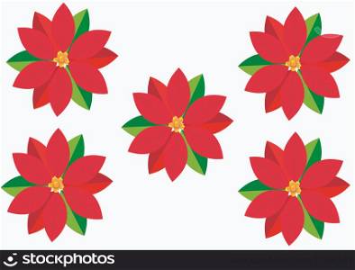 red christmas star flower isolated on white background top view / poinsettia vector illustration