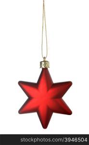 Red Christmas star isolated over a white background