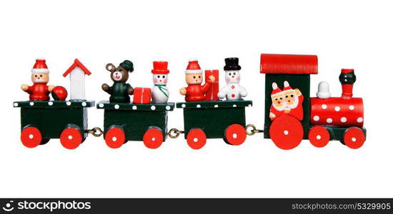 Red Christmas train isolated on a white background