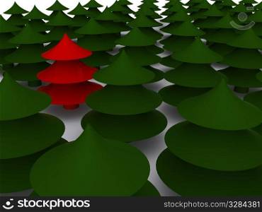 red christmass tree. 3D