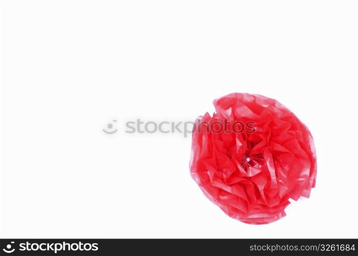 Red circular object on white background
