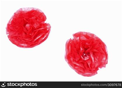 Red circular objects on white background