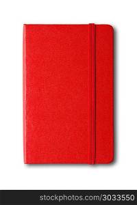 Red closed notebook mockup isolated on white. Red closed notebook isolated on white. Red closed notebook isolated on white