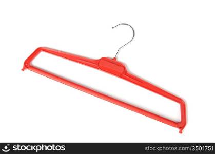 Red clothes hanger a over white background