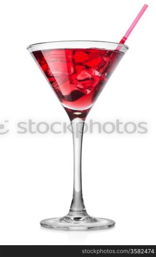 Red cocktail in a glass isolated on a white background